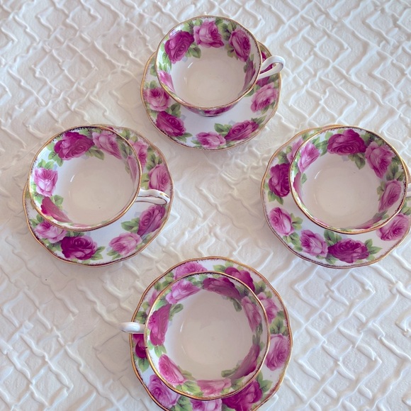 Royal Albert Old English Roses Bone China Tea Cup and Saucer Set 4 - Picture 1 of 14